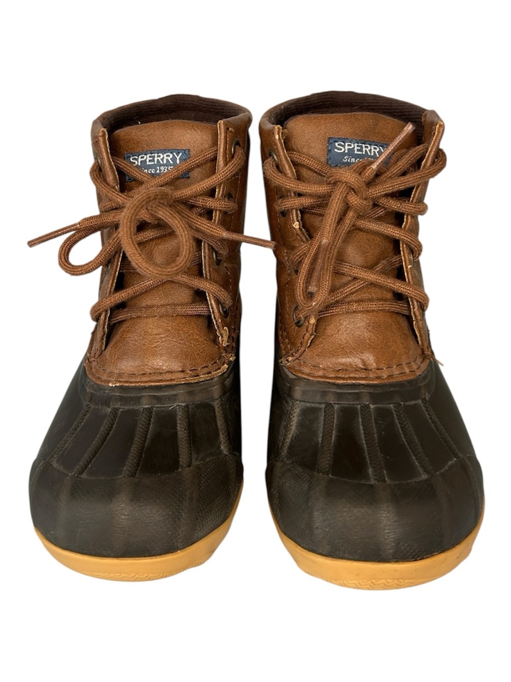Sperry Two-Tone Brown Kids Duck Boots